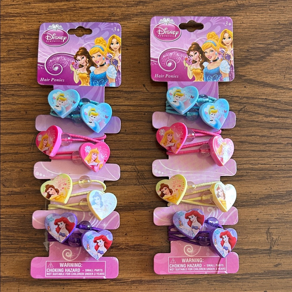 Disney Princess Heart Hair Ponies - Pink, Blue, Purple